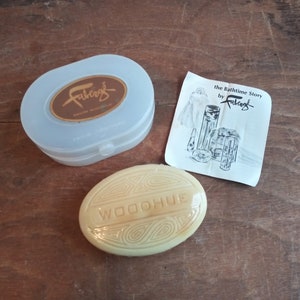 Vintage Faberge Soap Savon Woodhue in Travel Box 70's Fragrance Soap Sealed with Bathtime Story Ephemera