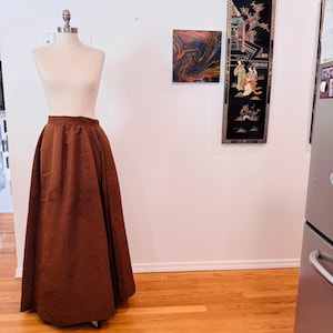 Antique Walking Skirt Edwardian Victorian Walking Skirt Cinnamon Brown Pleats Steampunk