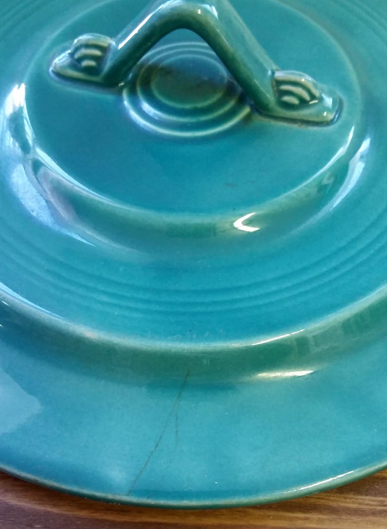 Vintage Pottery Tureen Cover W Handle Green Homer Laughlin Etsy