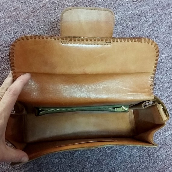 Vintage Purse Tooled Leather Mexican Handbag w Roses … - Gem