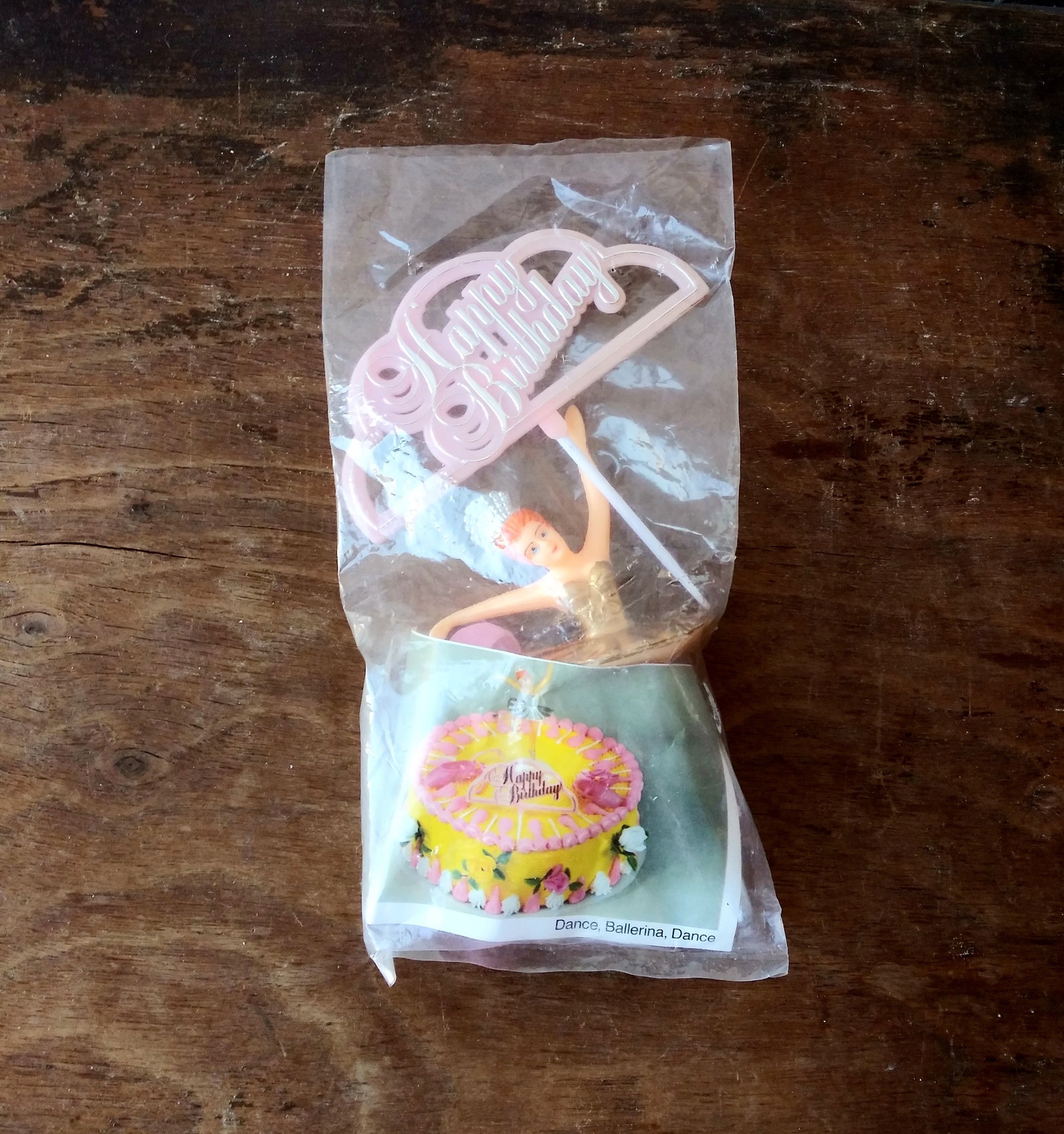 vintage birthday cake decorations ballerina pink ballet shoes happy birthday 70's 80's cake decorating supplies