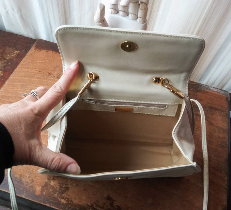 Vintage Bally Handbag Winter White Made in Italy Leather Purse Etsy
