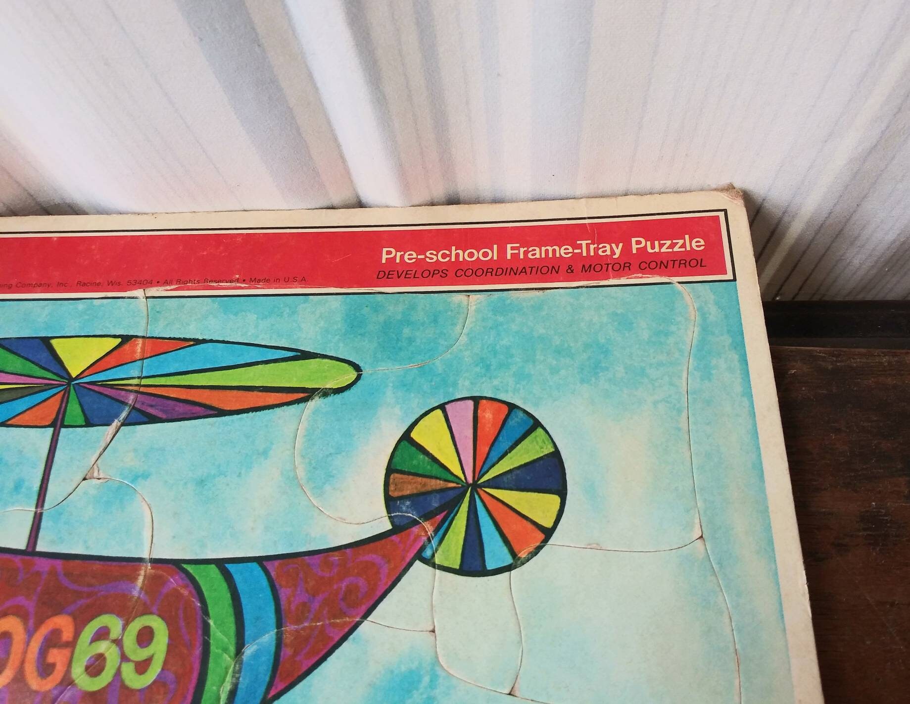 アン Vintage Puzzle OG69 Helicopter in the Sky Rainbow Colors