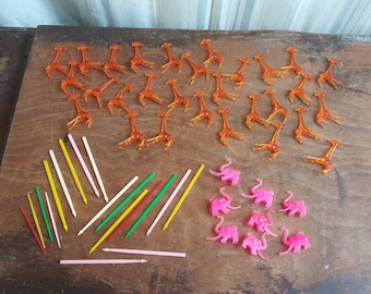 Vintage Bar Charms – Pink Elephant, Orange Giraffe, Cocktail Picks