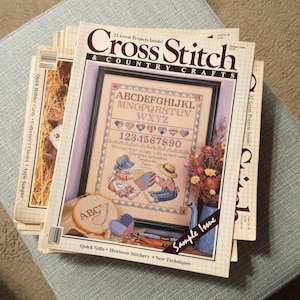 PICK From Vintage Cross Stitch Pattern Magazines 80&#39;s 90&#39;s Cross Stitch and Country Crafts Sewing Projects Magazine Home Decor Gifts Fashion