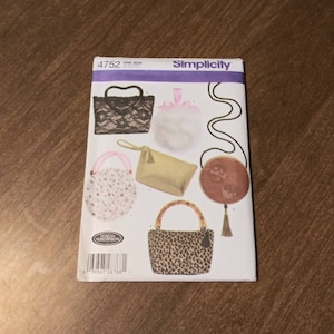 Simplicity 4752 Sewing Pattern for 6 Styles of Evening Bags Fancy Bags Poufs Teresa Nordstrom Home Fashion Sewing Accessories Purse Handbag