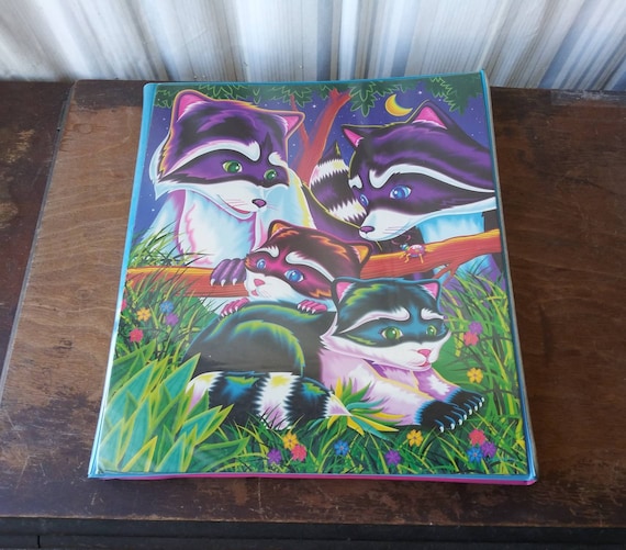 Vintage Lisa Frank Binder Rainbow Raccoons Moonlight Colorful School or  Office Binder W Pockets 80's 90's Trapper Keeper Organizer 