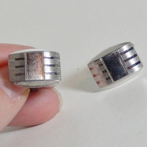 Vintage Cuff Links Men&#39;s Fashion Jewelry 60&#39;s 70&#39;s Silver Metal Cufflinks Engraveable