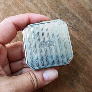 Vintage Compact Coty Pressed Powder Compact Small Silver Metal Box 30&#39;s 40&#39;s Art Deco Fashion Beauty Cosmetics