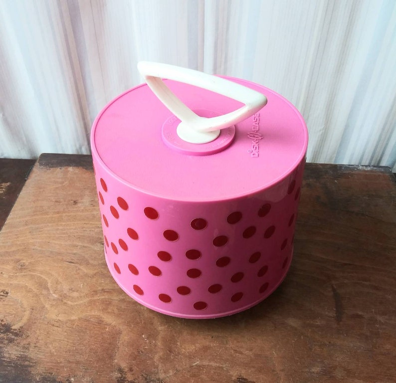 Vintage Disk Go Case Pink with Polka Dots The Beatles 45 Record Storage Made in USA 60's Mid Century Decor Teen Room Music Rock n Roll image 5