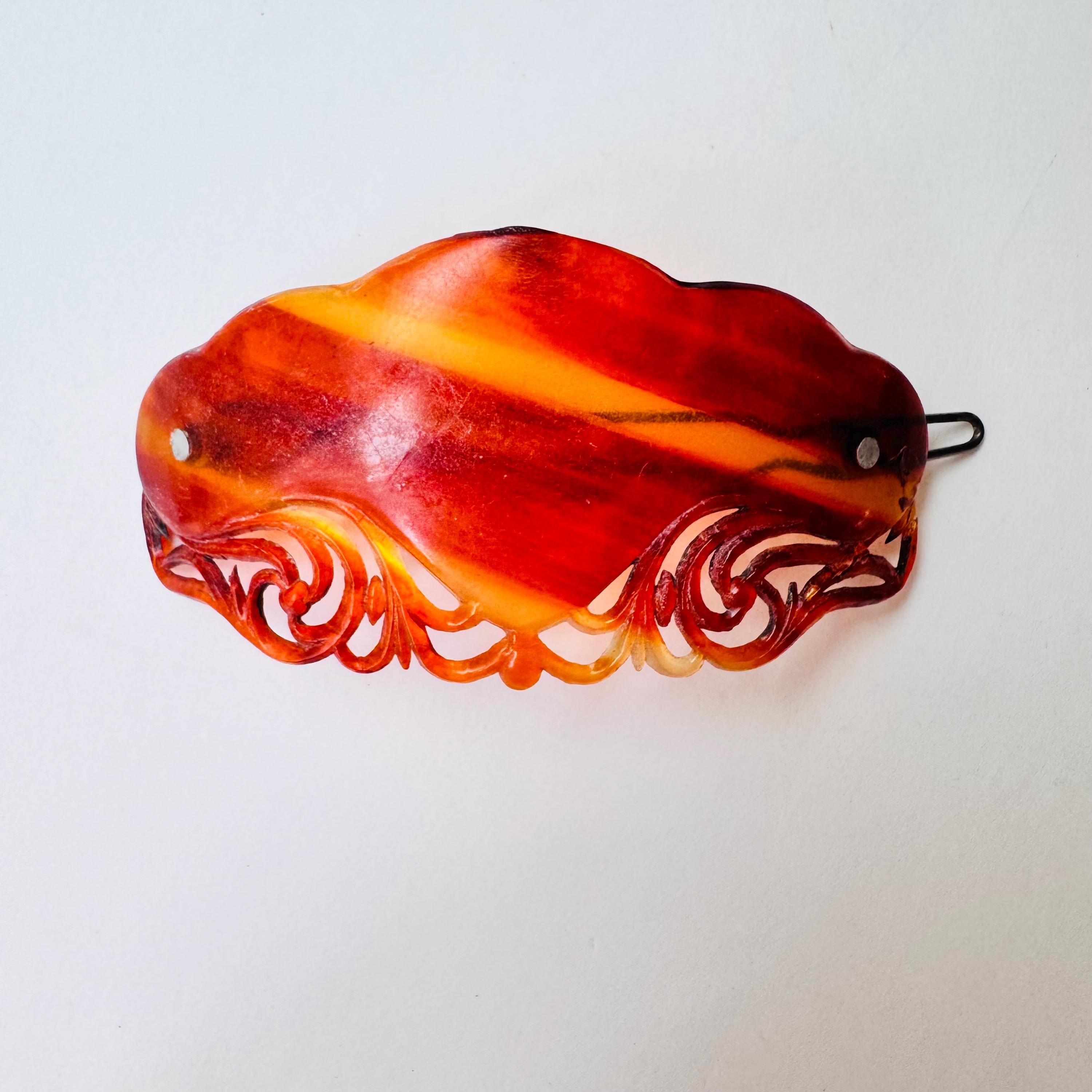 Vintage Style Tortoise Swallow Flame Barrettes Pair The Bakelite Lady Y2K Bakelite Barrettes - Etsy main image 3