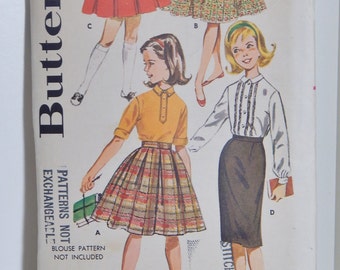 Vintage Butterick Pattern 9849 Girls Skirt Wardrobe from the 1960's Sixties DIY Sewing Mid Century Children's Fashion