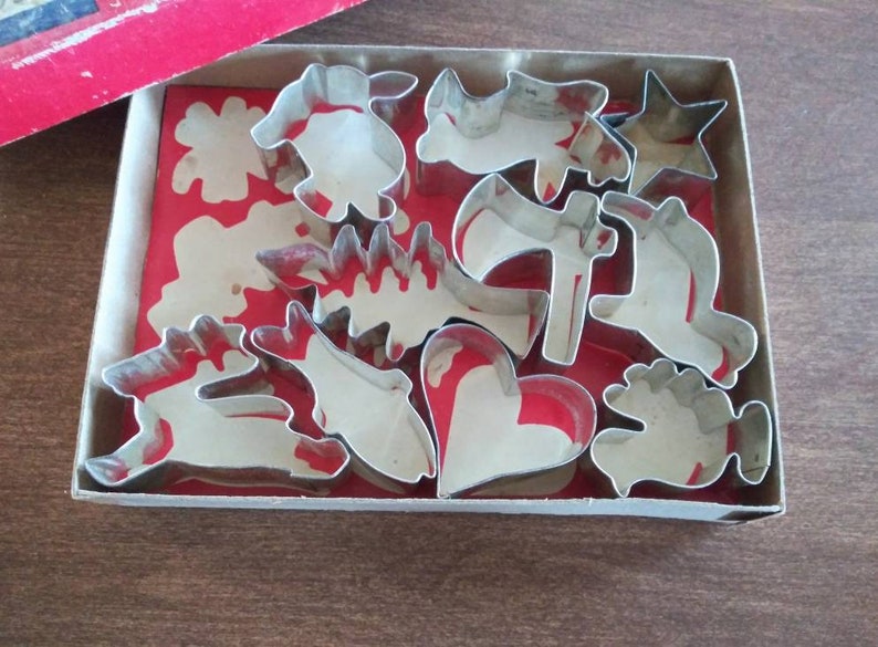 Vintage metallkakformar: Julbakning från 1950-talet, originalförpackning bild 5