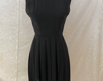 Vintage Little Black Dress Pleated Skirt Sleeveless 1960s Formal
