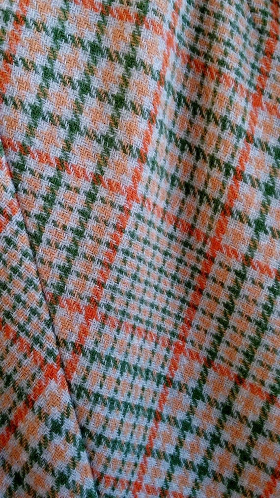 Vintage Skirt Olive, Orange, Tan Plaid A-Line Ski… - image 1