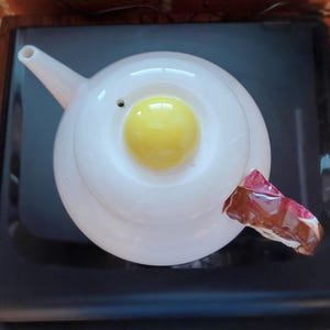 Vintage Teapot Bacon & Eggs Merle Edelman for Toscany Japan Whimsical 70's 80's Tea Pot Breakfast Tea