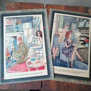 PICK From Vintage Cartoon Illustrations to Frame 40's WWII Military Love Pin Up Girls Mid Century Wartime Dating Esquire Art Shermund