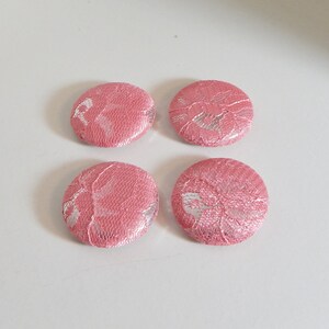 Vintage Pink Lace Button Magnets Handmade Gift Pastel Pink & Silver Refrigerator Magnets Vintage Shabby Chic Kitchen Decor Recycled Office