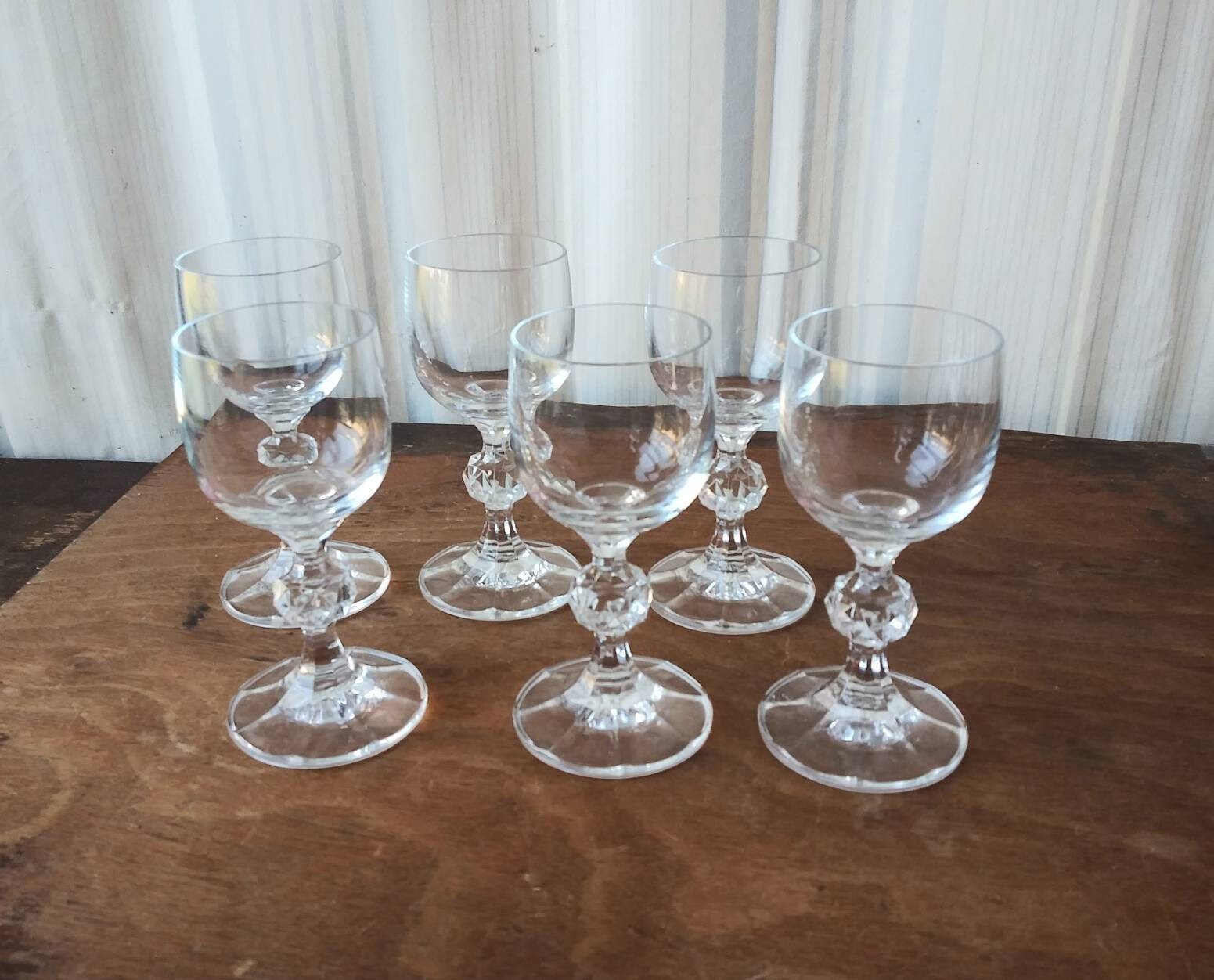 Sale Mid Century Modern Cordial Glasses Vintage Etched Clear Cordial