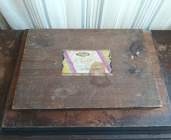 Antique Wood Box: Talens Rembrandt Pastels, Art Deco Label - Etsy