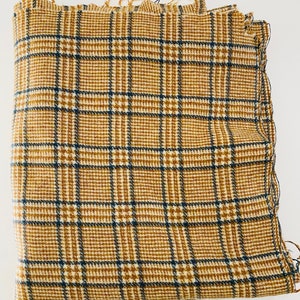 Wool Plaid Fabric Beige Tan Gray Tartan Medium Weight 1.86 yards image 3