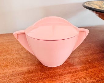 Vintage Pink Atomic Age Sugar Bowl with Lid Mallo Ware Melamine Plastic