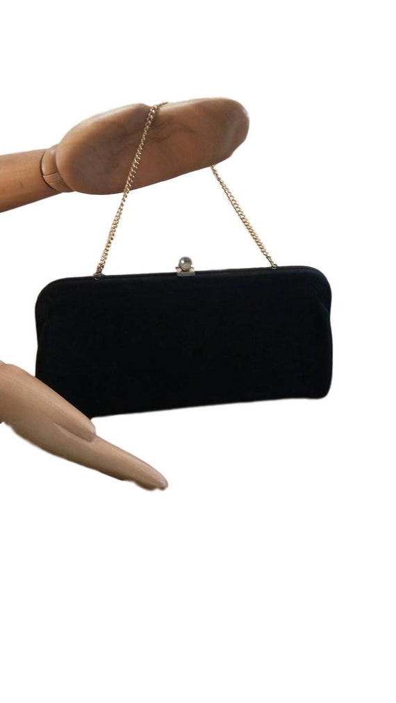 Vintage Purse Black Evening Clutch or Use Gold Cha