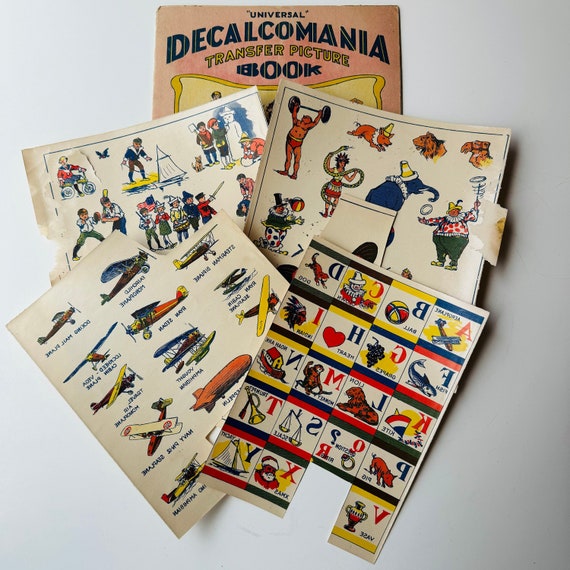 Feuille De Décalcomanies Autocollants Vintage, Stock Ancien, Multi-couleurs