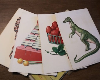 PICK FROM A-Z Giant Alphabet Flash Cards w Letter Words Illustration Platt & Munk 60&#39;s Mid Century School Learning Artwork for Kids Room