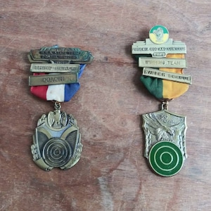 Pick From Vintage Medals Blackinton Medal Co. Sharpshooter Marksman Winner Medal 70&#39;s Prize 1979 Eagle Bullseye Ribbon