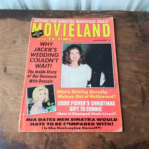 Vintage Movieland and TV Time Magazine 1969 Jackie O Hollywood Movie Stars Mia Farrow Sinatra 60&#39;s Mid Century Advertising Fashion Star Rag