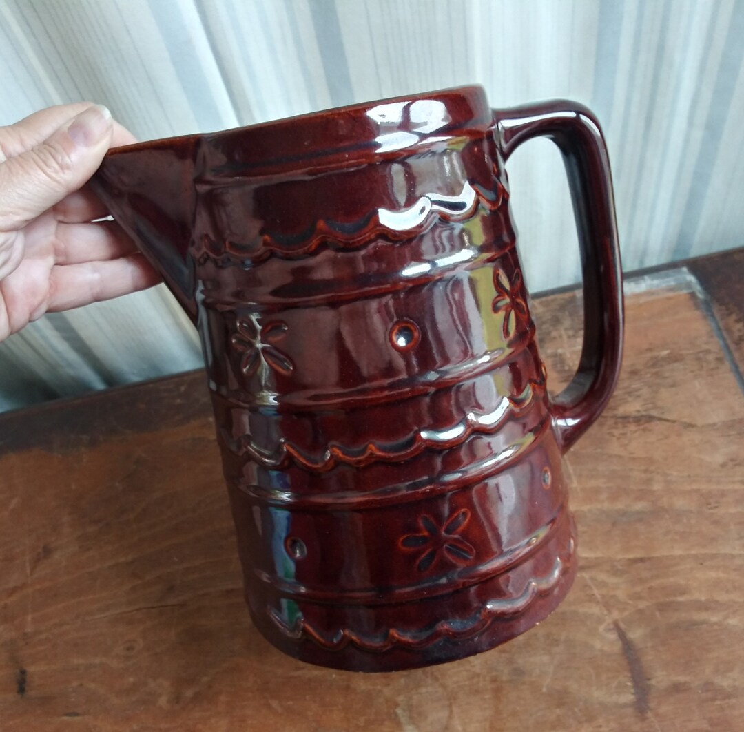 Vintage Marcrest Pitcher Red Brown Pottery Pitcher Oven Proof Stoneware