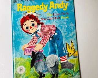 Libro infantil vintage de Raggedy Andy, edición de oro de 1974