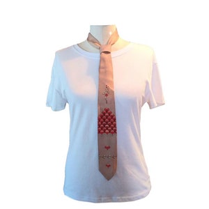Vintage Necktie 40s 50s Mid Century Fashion Skinny Tie Art Deco Bubbles Abstract Palm Trees