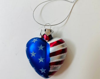 Heart American Flag Ornaments Patriotic Ornaments Puffy Heart Flag Red White and Blue Old Glory Stars and Stripes Ornaments