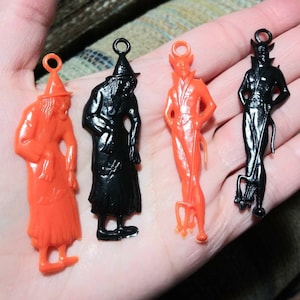 Vintage Gumball Charm Orange or Black Witch or Devil Charm Sold Separately 50's 60's Collectible Halloween Craft Necklace Jewelry Charm