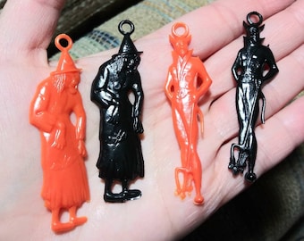 Vintage Gumball Charm Orange or Black Witch or Devil Charm Sold Separately 50's 60's Collectible Halloween Craft Necklace Jewelry Charm