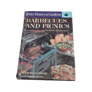 Vintage Kookboek 1963 Betere Huizen & Tuinen Barbecues en Picknicks 60&#39;s Mid Century Recepten BBQ Outdoor Cooking Kitsch