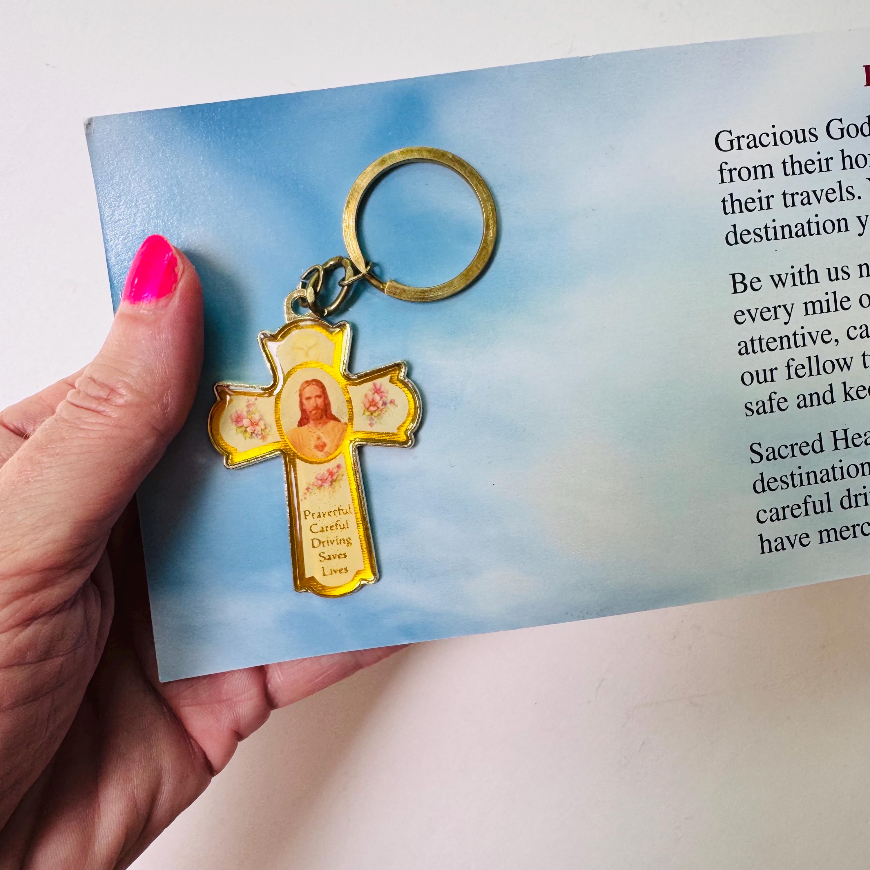 Vintage Religious Keychain Driver's Prayer Jesus Keychain Gift Sacred ...