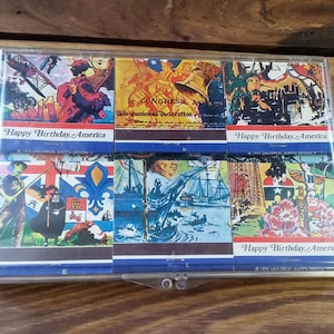 Vintage Matchbook Set Happy Birthday America 1975 Universal Match Promotional Ephemera DelMonte 70&#39;s BiCentennial Collectible Advertising