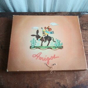Vintage Puritan Papelería Caja Amigos Amigos Caja de almacenamiento para cartas de amor Facturas Fotos Stash Box Caja decorativa 50's Mid Century Ephemera