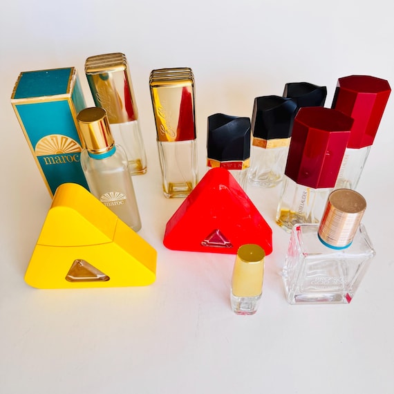 Lot of 12 Empty Perfume Bottles Glass Bottles Cinnabar Maroc Liz Claiborne Estee Lauder Private Collection