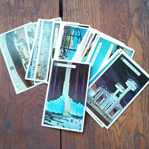 AUSWAHL AUS 60er Jahre New York World's Fair Cards Erstaunliche Mid Century Architektur Business Pavilions Ford Bell RCA Kodak Monorail Astronaut 7Up