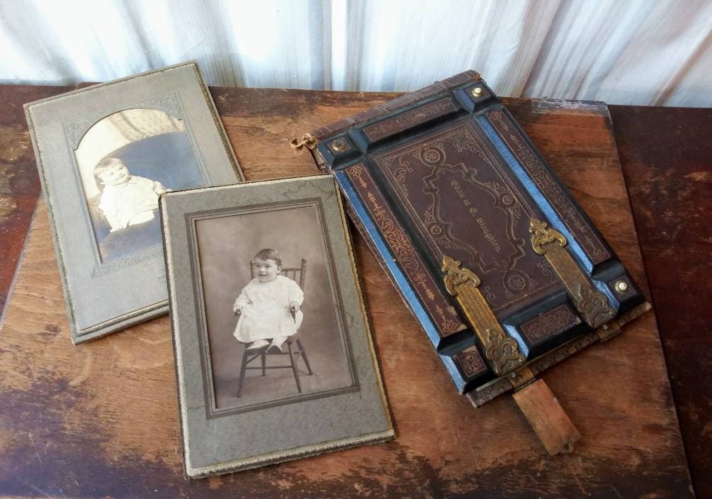 Antique 1800s Family Photo Album, Leather Bound With Clasps - Etsy