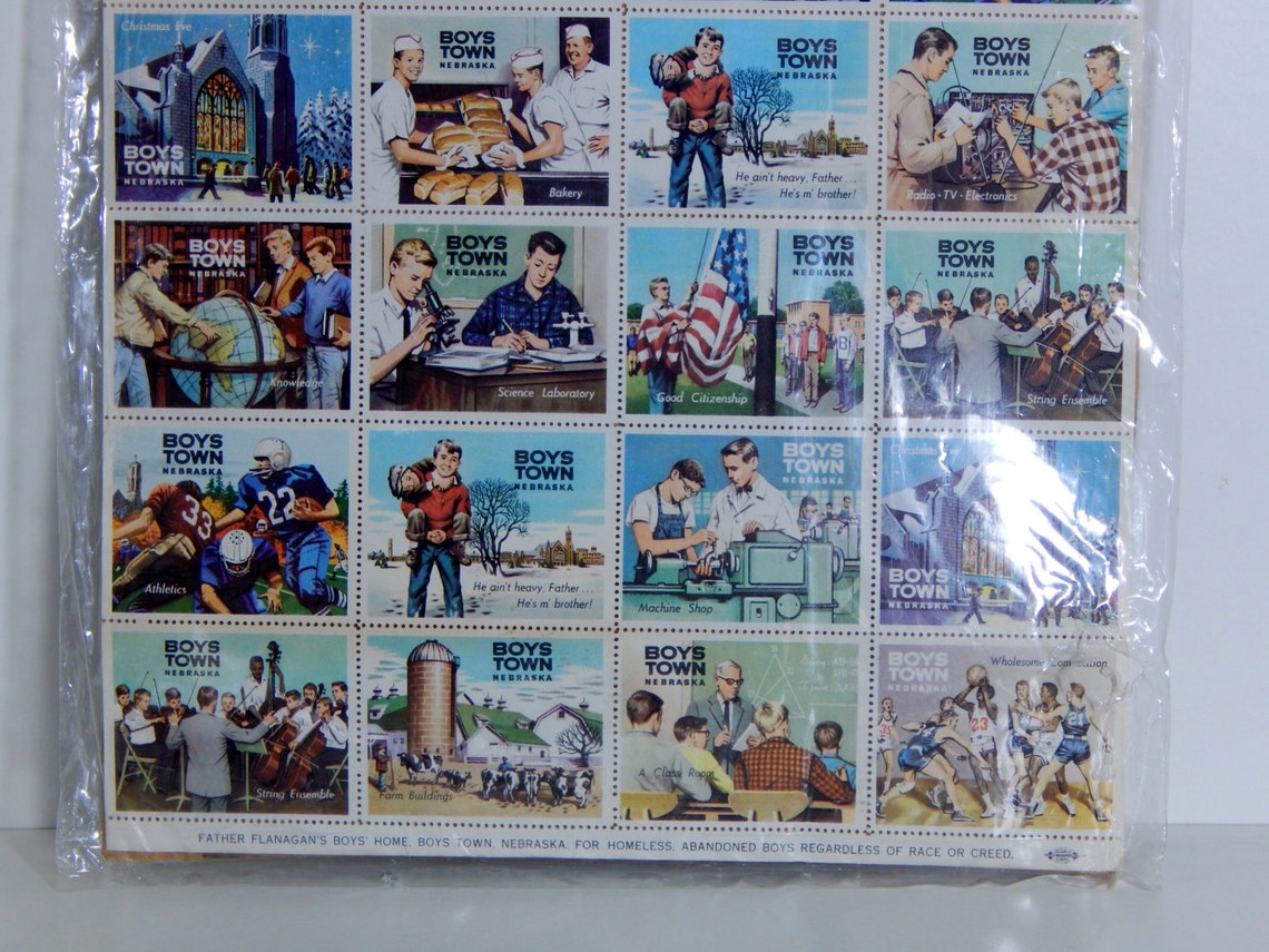 Vintage Stamps 1967 Boys Town Nebraska Lithograph Full 24 Etsy