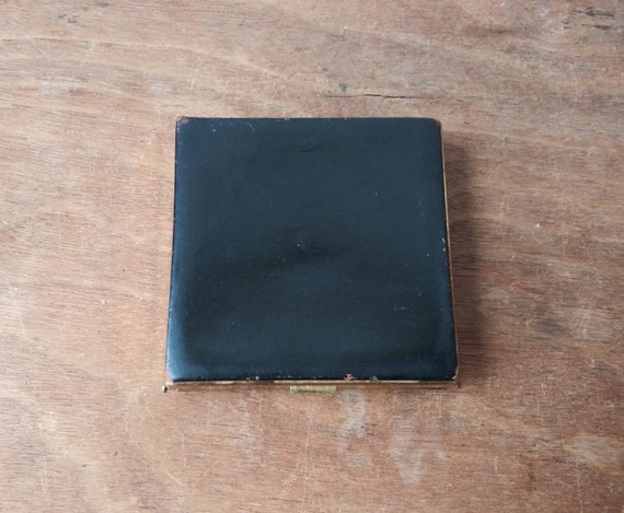 Vintage Compact Black Leather Powder Compact with… - image 8