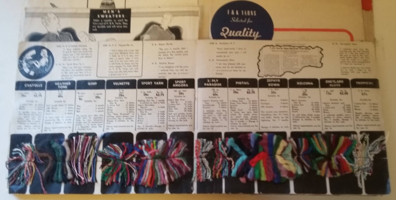 Vintage Yarn Sampler Folder F & K Quality Yarns Folio of Etsy