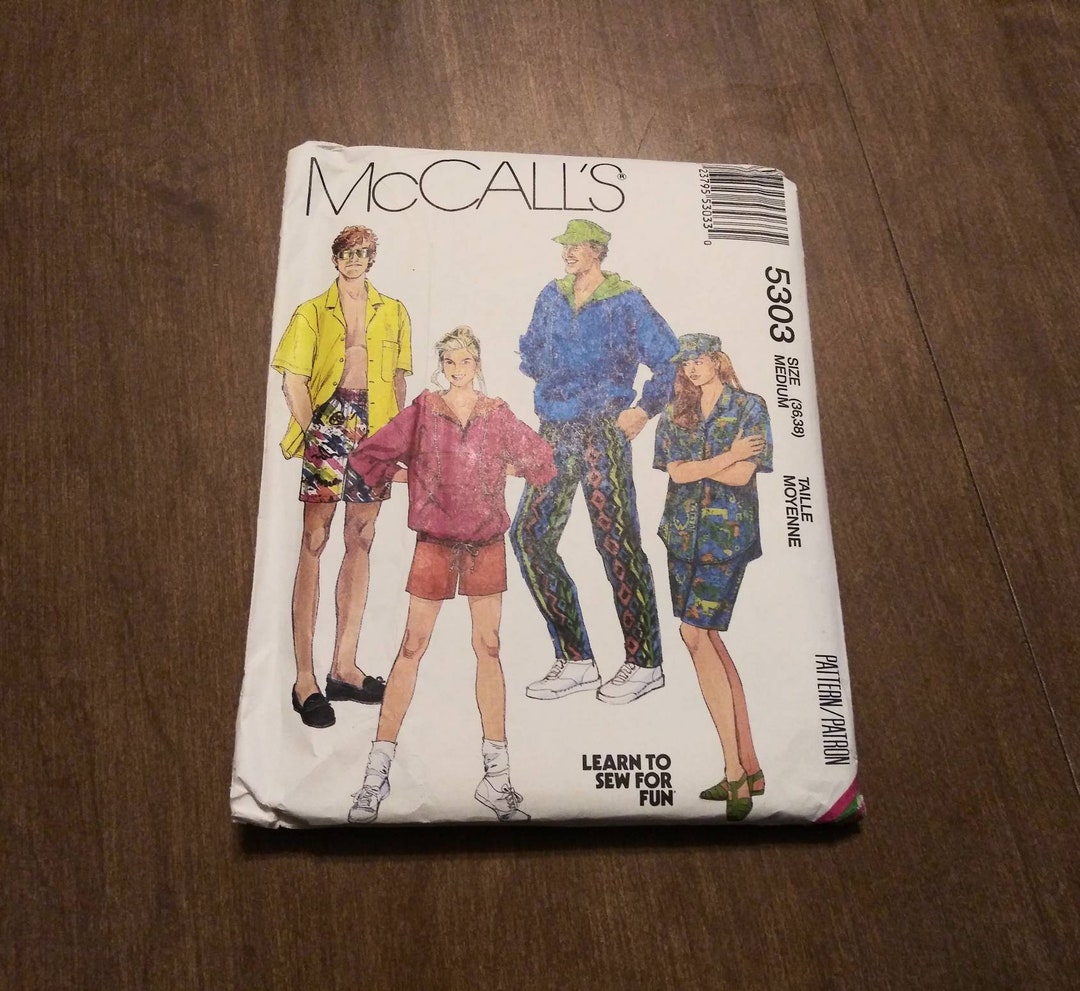 Simplicity Pattern 5303 Vintage Mccall's 5303 Sewing Pattern: 1991 Unisex Sportswear, Size ...