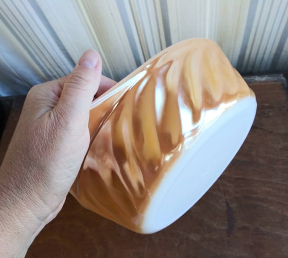 Vintage Fire King Carnival Glass Bowl, Iridescent Pumpkin Glaze
