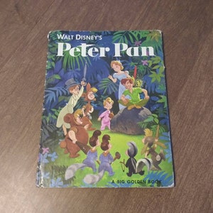 Vintage Children&#39;s Book Walt Disney&#39;s Peter Pan 1969 A Big Golden Book Beautiful Illustration 60&#39;s Mid Century Book Ephemera Disney Movie